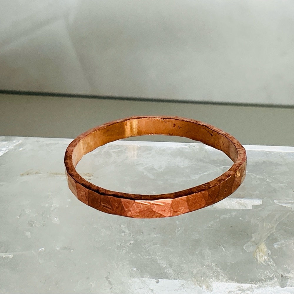 Raw Copper Ring Size 15.5 Band Jewelry Minimal Hammered Solid Handcrafted USA - Picture 4 of 10